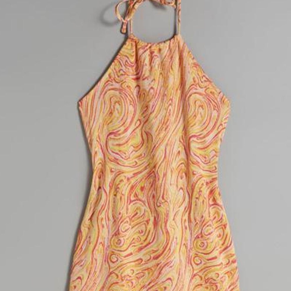 Bershka Women's Orange and Tan Dress